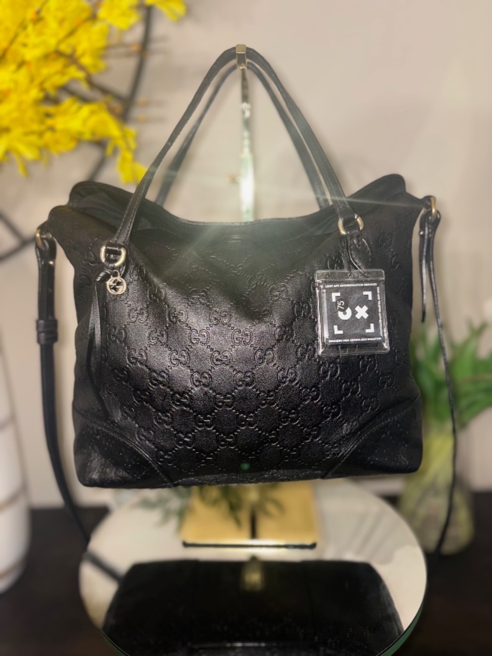 Gucci Guccissima Black Foldover Tote